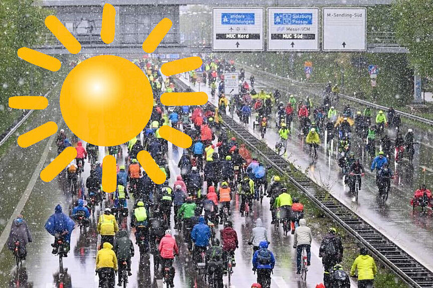 Sternfahrt 2025 München Sternfahrt 2024 im Schnee mit Sonne überlagert