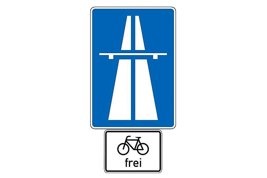 Autostraße Autostrasse mit Freigabe für Radverkehr